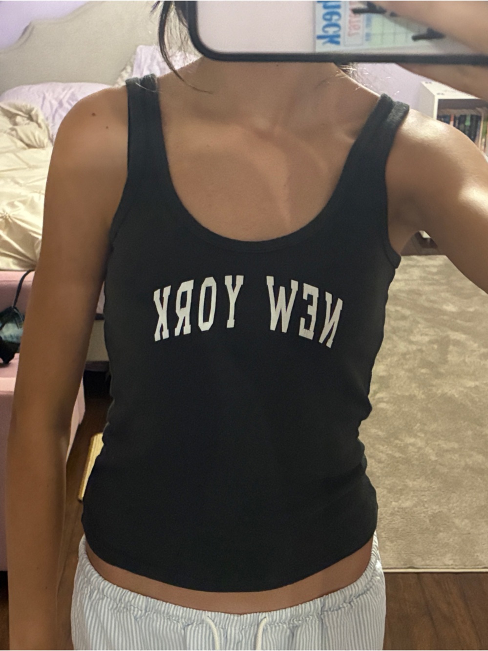 Brandy Melville Black "New York" Tank Top - Women's Casual Scoop Neck